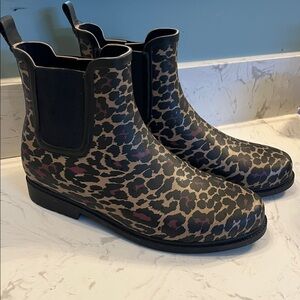 J. Crew Leopard Print Winter Rain Boots